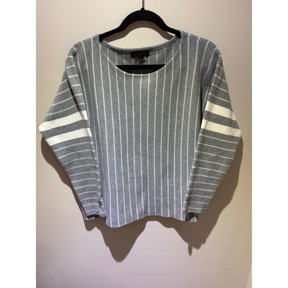 Banana Republic Womens Grey White Striped Boat Neck Knit Sweater Size M